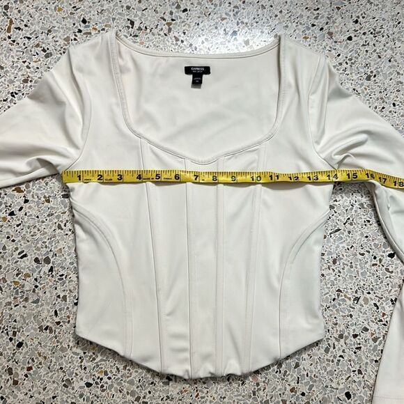Express ivory compression body contour corset long sleeve top xs - Picture 5 of 8